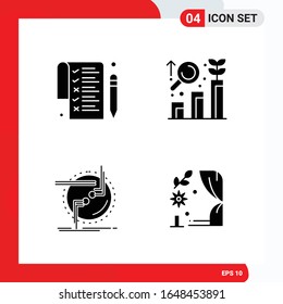 Creative Set of 4 Universal Glyph Icons isolated on White Background