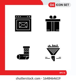 Creative Set of 4 Universal Glyph Icons isolated on White Background