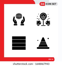 Creative Set of 4 Universal Glyph Icons isolated on White Background