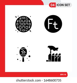 Creative Set of 4 Universal Glyph Icons isolated on White Background