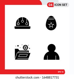 Creative Set of 4 Universal Glyph Icons isolated on White Background