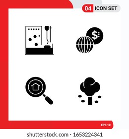 Creative Set of 4 Universal Glyph Icons isolated on White Background
