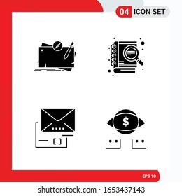 Creative Set of 4 Universal Glyph Icons isolated on White Background