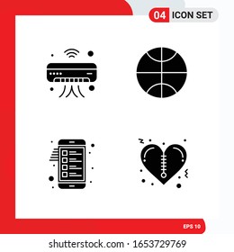 Creative Set of 4 Universal Glyph Icons isolated on White Background