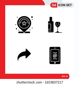 Conjunto creativo de 4 iconos de glifo universales aislados en fondo blanco