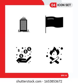 Creative Set of 4 Universal Glyph Icons isolated on White Background