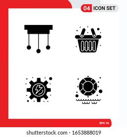 Creative Set of 4 Universal Glyph Icons isolated on White Background