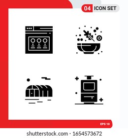 Creative Set of 4 Universal Glyph Icons isolated on White Background