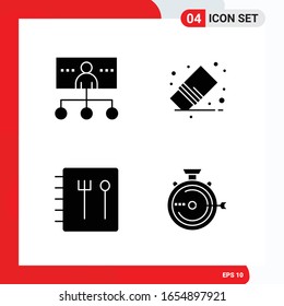 Creative Set of 4 Universal Glyph Icons isolated on White Background