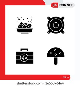 Creative Set of 4 Universal Glyph Icons isolated on White Background