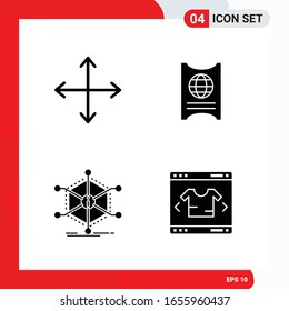 Conjunto creativo de 4 iconos de glifo universales aislados en fondo blanco