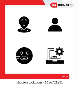 Creative Set of 4 Universal Glyph Icons isolated on White Background