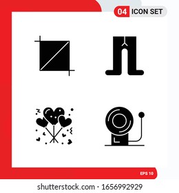 Creative Set of 4 Universal Glyph Icons isolated on White Background