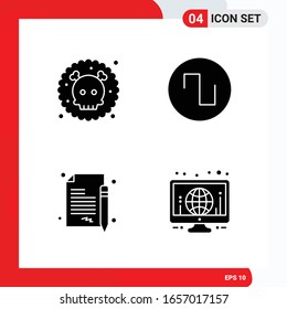 Creative Set of 4 Universal Glyph Icons isolated on White Background