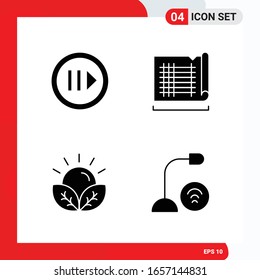 Conjunto creativo de 4 iconos de glifo universales aislados en fondo blanco