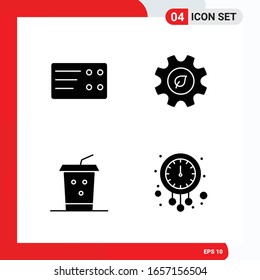 Creative Set of 4 Universal Glyph Icons isolated on White Background