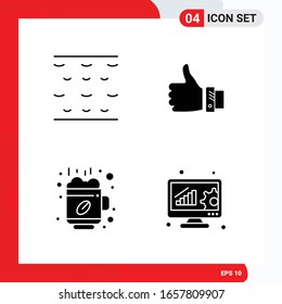 Creative Set of 4 Universal Glyph Icons isolated on White Background