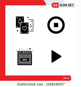 Creative Set of 4 Universal Glyph Icons isolated on White Background