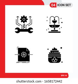 Creative Set of 4 Universal Glyph Icons isolated on White Background