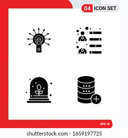 Conjunto creativo de 4 iconos de glifo universales aislados en fondo blanco