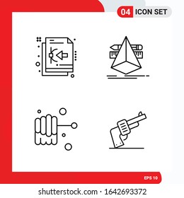 Creative Set of 4 Universal Outline Icons isolated on White Background.
