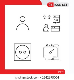 Creative Set of 4 Universal Outline Icons isolated on White Background.