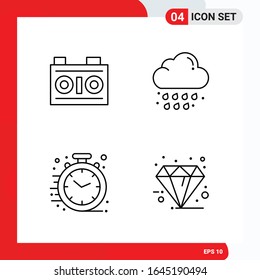 Creative Set of 4 Universal Outline Icons isolated on White Background.
