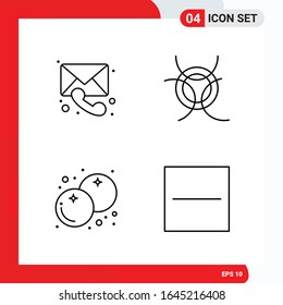 Creative Set of 4 Universal Outline Icons isolated on White Background.