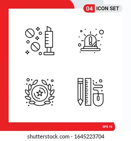 Creative Set of 4 Universal Outline Icons isolated on White Background.