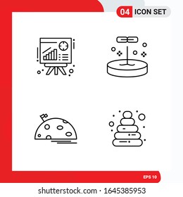 Creative Set of 4 Universal Outline Icons isolated on White Background.