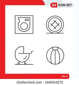 Creative Set of 4 Universal Outline Icons isolated on White Background.