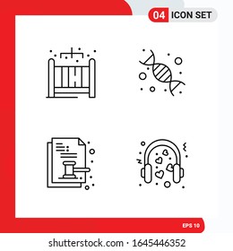 Creative Set of 4 Universal Outline Icons isolated on White Background.