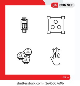 Creative Set of 4 Universal Outline Icons isolated on White Background.