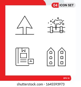 Conjunto creativo de 4 iconos de contorno universal aislados en fondo blanco.
