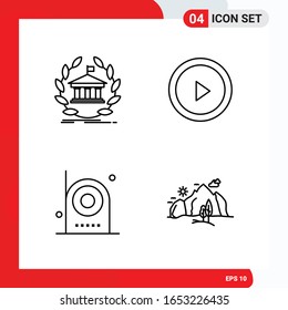 Creative Set of 4 Universal Outline Icons isolated on White Background.