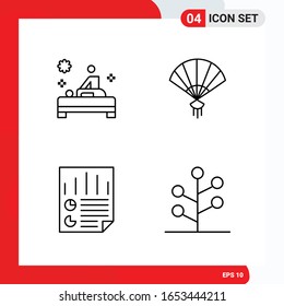 Creative Set of 4 Universal Outline Icons isolated on White Background.