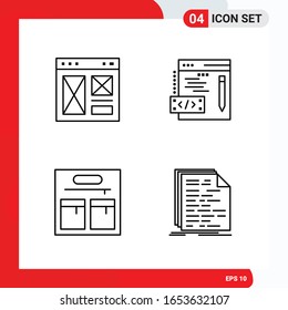 Creative Set of 4 Universal Outline Icons isolated on White Background.