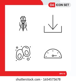 Creative Set of 4 Universal Outline Icons isolated on White Background.