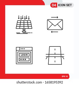 Creative Set of 4 Universal Outline Icons isolated on White Background.