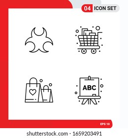 Creative Set of 4 Universal Outline Icons isolated on White Background.
