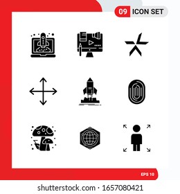 Creative Set of 9 Universal Glyph Icons isolated on White Background