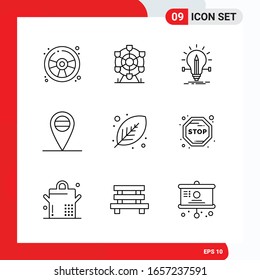 Creative Set of 9 Universal Outline Icons isolated on White Background.