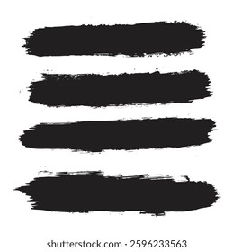 Creative set of black color grunge texture brush stroke background