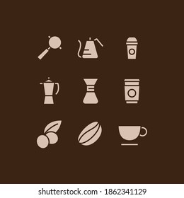 Creative set of Coffee shop icon design with fill in style