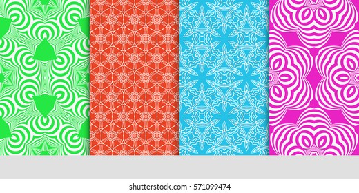 creative set of decorative geometric line pattern. linear floral seamless ornament. vector illustration. for design, wallpaper, fabric, invitation, brochure