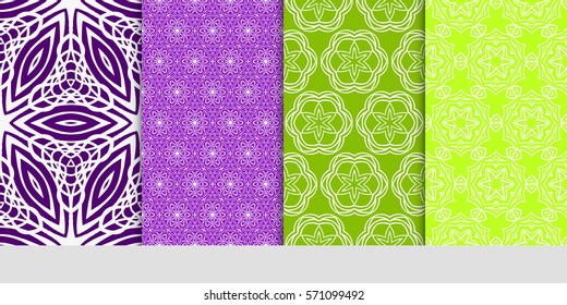creative set of decorative geometric line pattern. linear floral seamless ornament. vector illustration. for design, wallpaper, fabric, invitation, brochure