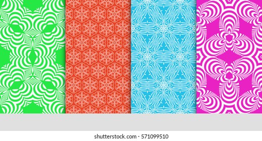 creative set of decorative geometric line pattern. linear floral seamless ornament. vector illustration. for design, wallpaper, fabric, invitation, brochure