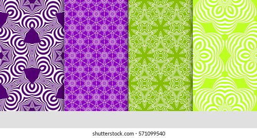 creative set of decorative geometric line pattern. linear floral seamless ornament. vector illustration. for design, wallpaper, fabric, invitation, brochure
