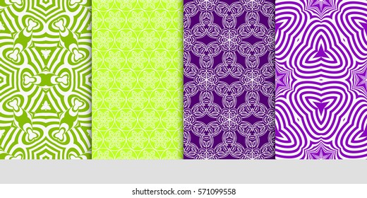 creative set of decorative geometric line pattern. linear floral seamless ornament. vector illustration. for design, wallpaper, fabric, invitation, brochure