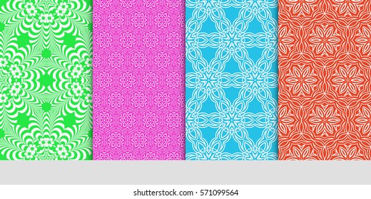 creative set of decorative geometric line pattern. linear floral seamless ornament. vector illustration. for design, wallpaper, fabric, invitation, brochure